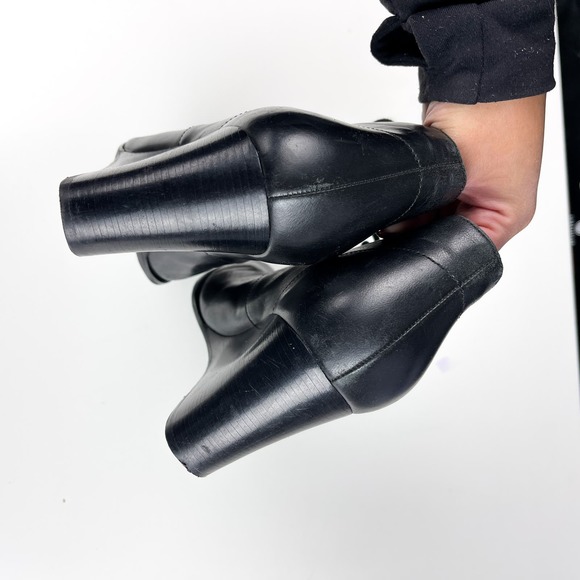 Cole Haan Womens 10 B Wedge Leather Lace Up Ankle Booties Boots Black - Picture 6 of 12